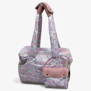 Floral Soft Pet Carrier with Faux Leather & Removable Cover