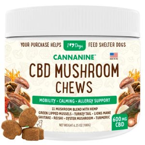 Special Offer! Hemp Mushroom Chews For Dogs – Super Mushroom Blend with Turkey Tail, Lion’s Main, Shiitake & Green Lipped Mussels – 60ct / 600 MG HEMP