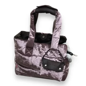 Dusty pink and gray crushed velvet designer dog carrier