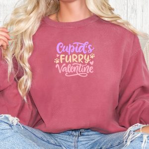 Comfort Colors Cupid’s Furry Valentine Premium  Sweatshirt – Crimson
