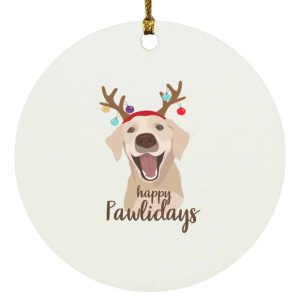 Merry Pawlidays Labrador Circle Ornament