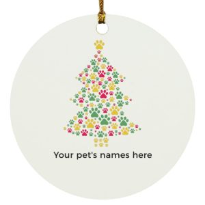Happy Pawlidays Christmas Tree Personalized Circle Ornament